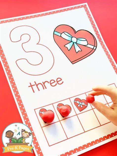 Valentine Play Dough Counting Mats In 2020 Valentine Counting