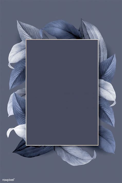 Rectangle Foliage Frame On Bluish Gray Background Vector Premium