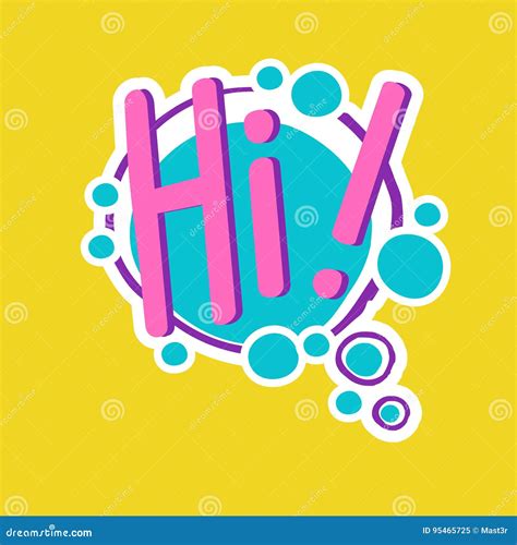 Hi Sticker Social Media Network Message Badges Design Stock Vector