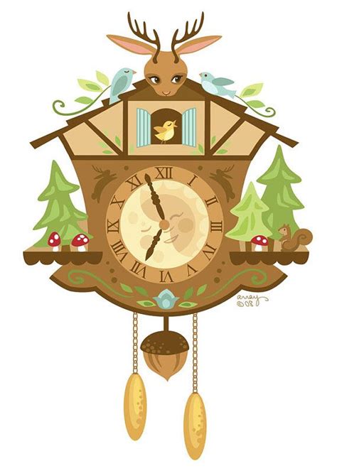 Woodland Cuckoo Clock Hand Embroidery Art Pdf Pattern Clipart Library