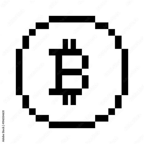 Vector 8 Bit Pixel Art Bitcoin Icon Black And White Concept Of