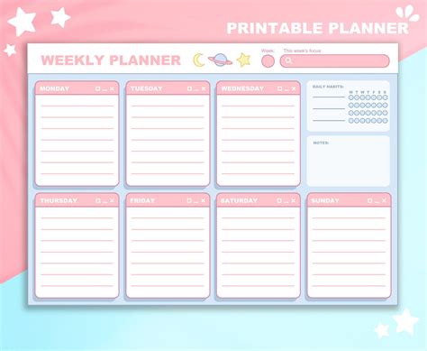 Printable Weekly Planners Cute