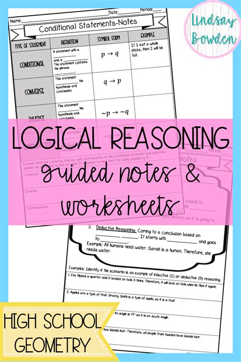 Logical Reasoning Notes And Worksheets For High School Geometry Topics