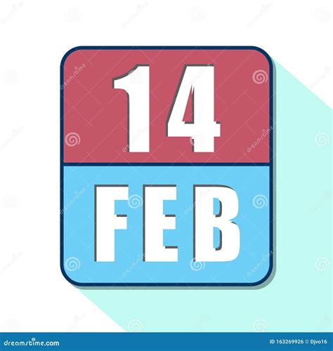 February 14th Day 14 Of Monthsimple Calendar Icon On White Background