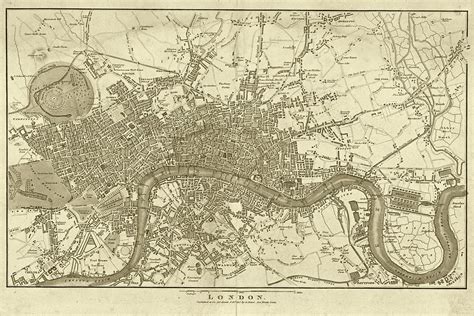 1800s London Map Sepia London England Digital Art By Toby