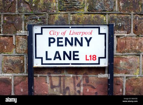 Penny Lane Road Sign In Liverpool Merseyside Uk Stock Photo Royalty