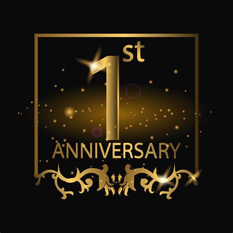 1st Anniversary Golden Luxury Emblem On Black 1180531 Vector Art At