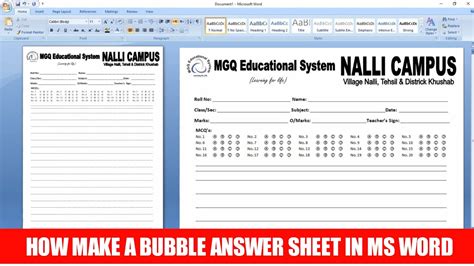 How To Make Bubble Answer Sheet In Ms Word Step By Step Tutorialmake