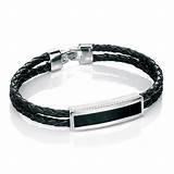 Black Leather And Silver Mens Bracelet Photos