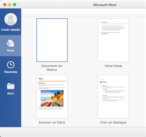 Criar Um Novo Documento Através De Um Modelo No Word Para Mac Suporte