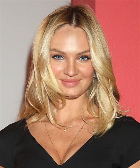 Candice Swanepoel Long Straight Golden Blonde Hairstyle With Light Blonde Highlights