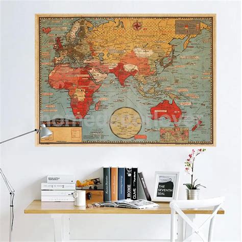 Large World Map Wall Sticker Removable Vinyl Art Mural Home Office
