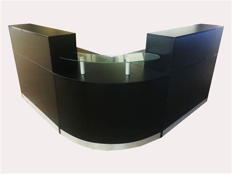 30 h x 74 w x 17 d quantity: NEW HIGH QUALITY RECEPTION DESK IN BLACK ,CURVED GLASS ...