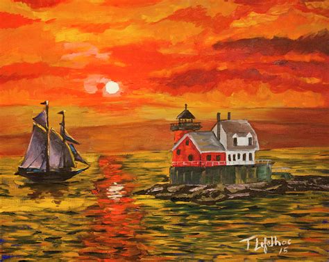 Rockland Sunset Painting By Travis Lefelhoc Fine Art America