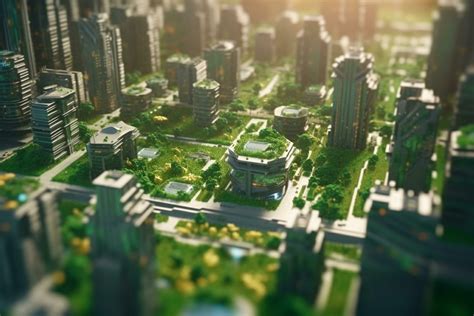 Green metropolis of the future High-tech city with lush vegetation and