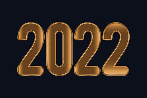 New Year 2022 Golden Text Clip Art Graphic By Pixeness · Creative Fabrica