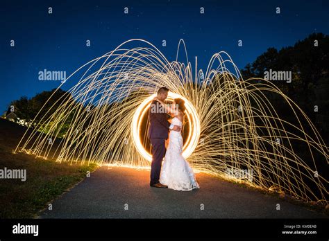 Creative Long Exposure Light Painting With Bride And Groom Portraits