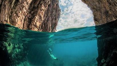 Cave Ocean Underwater Scuba Diver Wallpapers Sea