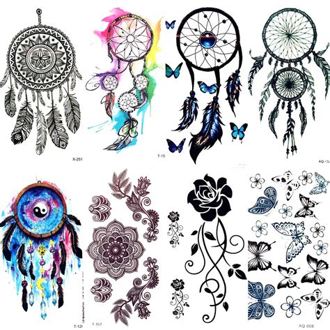 watercolor dream catcher temporary tattoo women tribal tattoo sticker black dreamcatcher fake