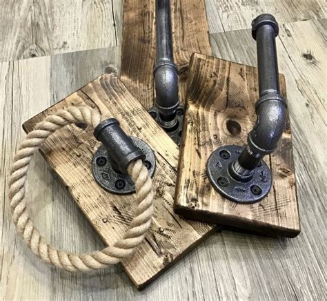 Coffee Stain Wood Rope Bathroom Set Of 3handmade Etsy Stain Wood