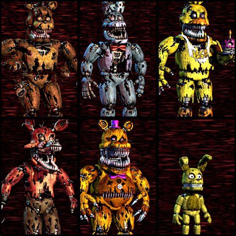 All The Fnaf Characters Polebear 1 By Tiedkat Five
