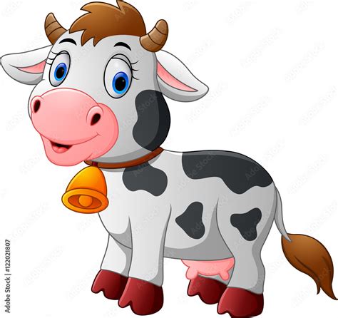 Cute Baby Cow Cartoon Standing Stock Vector Adobe Stock