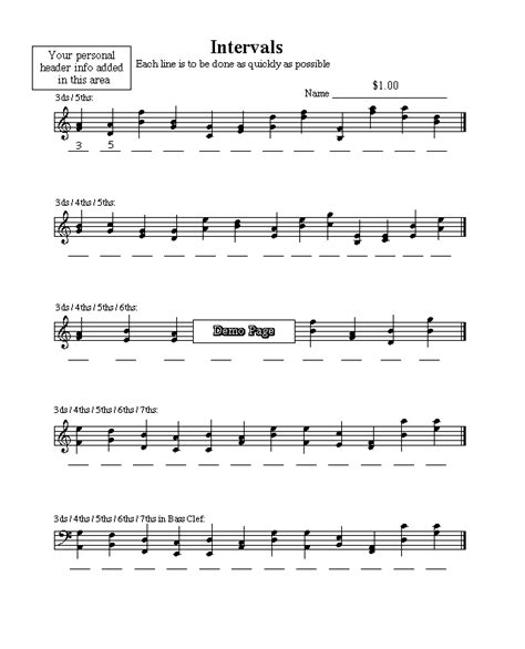 Music Interval Worksheet With Answers