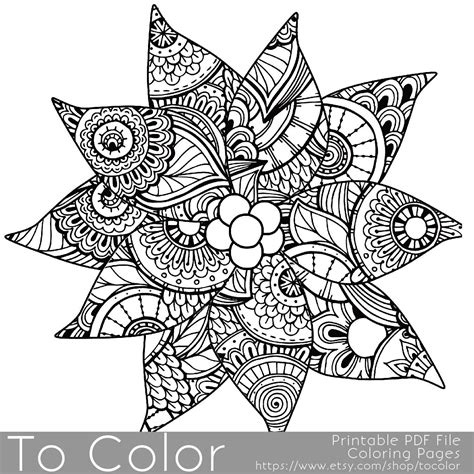 Christmas colouring pages by theme. Christmas Coloring Page for Adults - Poinsettia Coloring ...