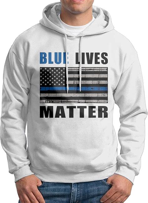 Xinshous Blue Lives Matter Mens Pullover Hooded Sweatshirt
