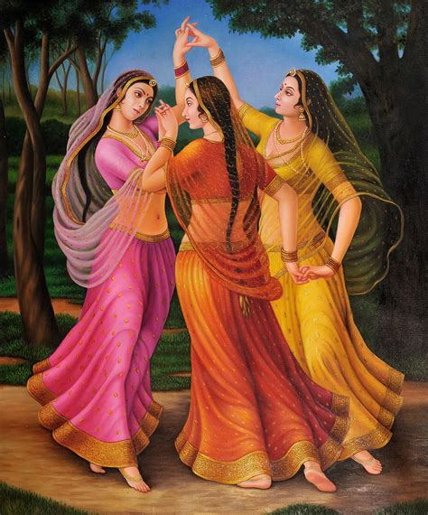 Rhythmic Dance Of Three Ladies Exotic India Art