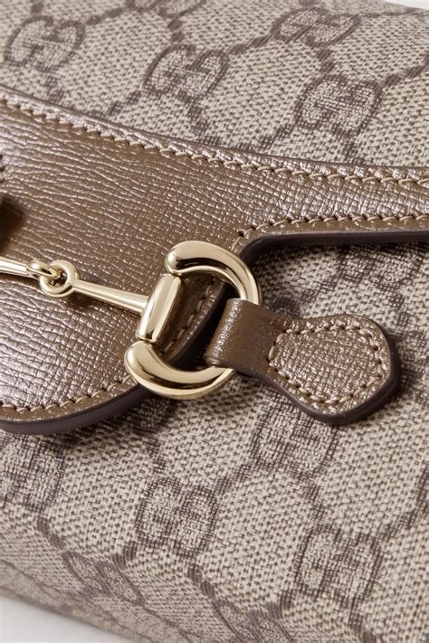 Gucci Horsebit 1955 Leather Trimmed Printed Coated Canvas Shoulder Bag