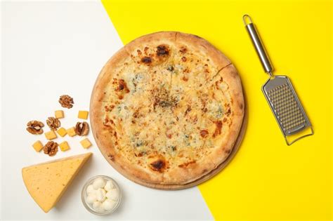 Premium Photo Cheese Pizza And Ingredients Top View
