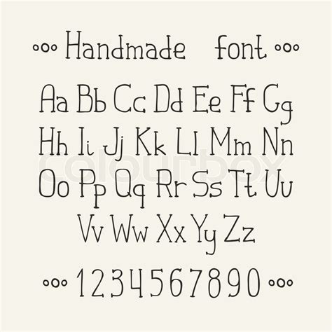 Simple Monochrome Hand Drawn Font Complete Abc Alphabet Set Vector