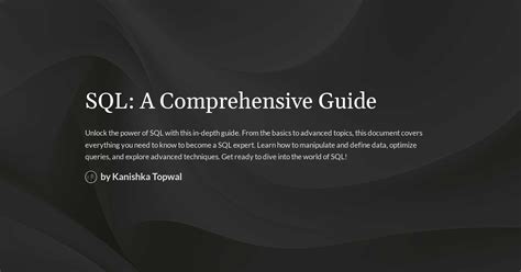SQL A Comprehensive Guide