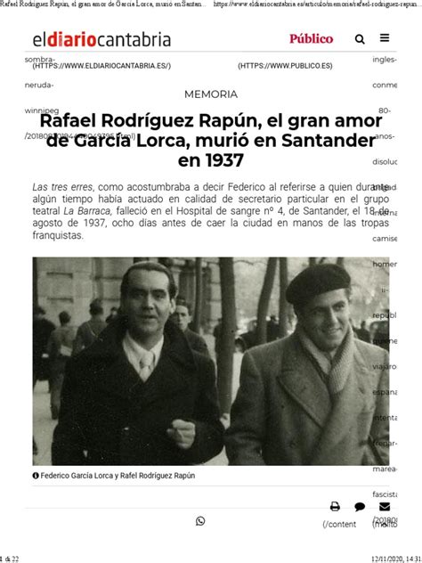 Rafael Rodríguez Rapún El Gran Amor De García Lorca Murió En