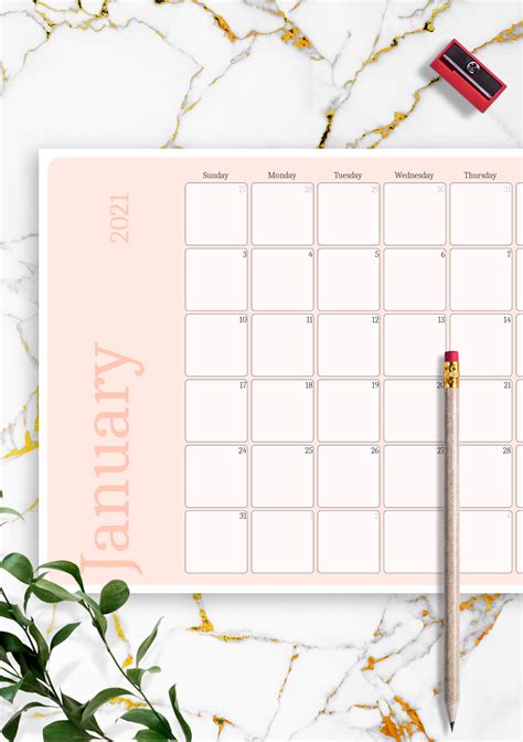 Download Printable Pink Monthly Calendar Pdf