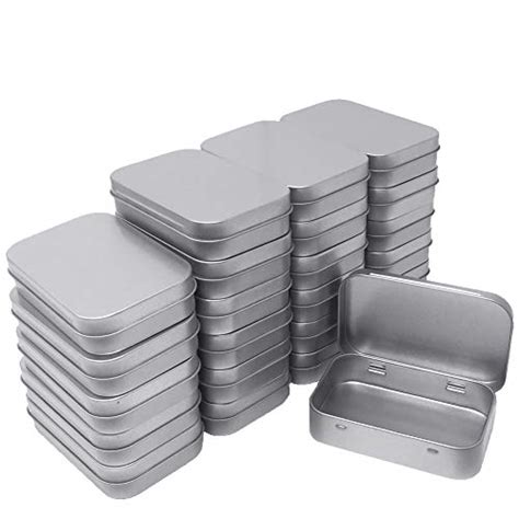 24 Pack Metal Rectangular Empty Hinged Tins Box Containers Mini