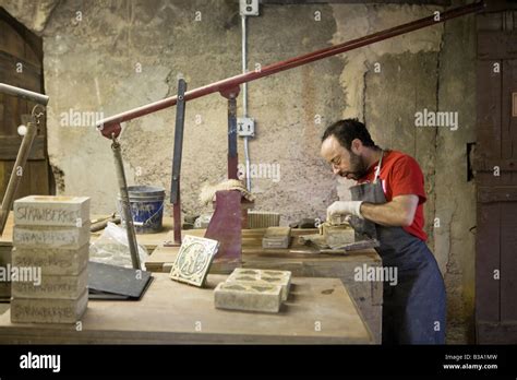 Ceramist Making Tiles At Moravian Pottery And Tile Works Doylestown