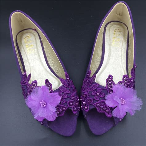 Shop party, wedding or evening shoes and heels designed for any special occasion. Purple Low Heels wedding shoes,Purple Peep Toe Bridal flats shoes,bridal Shoes - Bridal Shoes