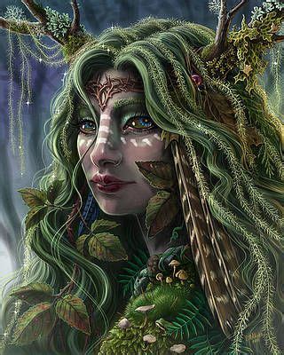 Woodland Nature Goddess Art Print The White Goddess Druantia Celtic Mythology Fantasy Art Pagan