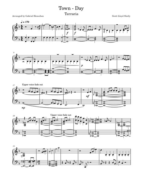 Terraria Journeys End Town Day Sheet Music For Piano Solo