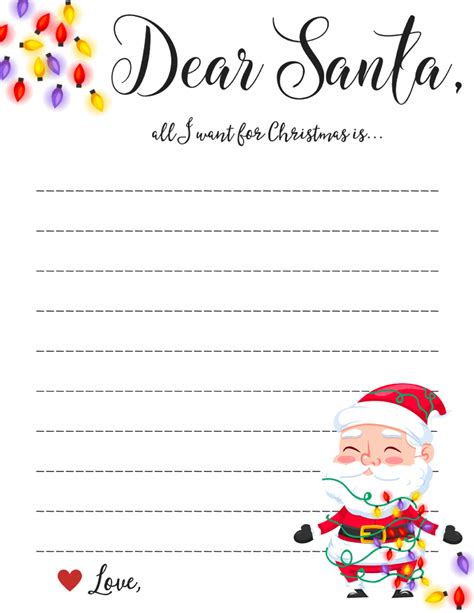 Printable Dear Santa Letter Template Printable Templates