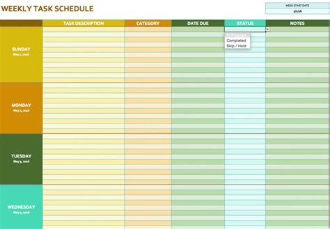 Excel Spreadsheet Task List Template — Db