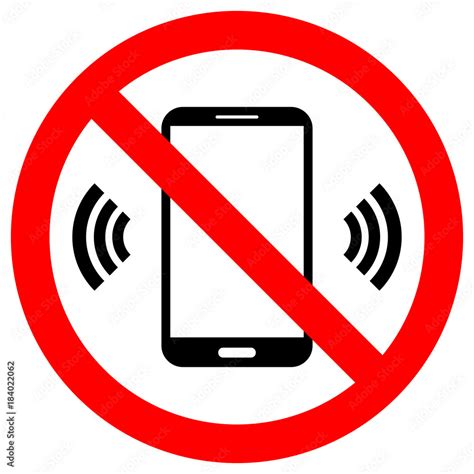 No Cell Phones Use Crossed Out Sign Keep Silence Symbol Smartphone