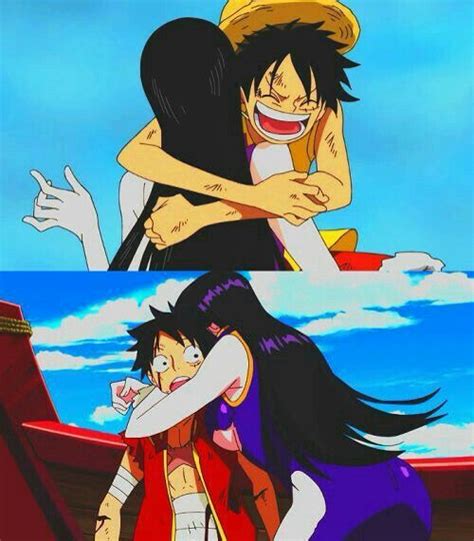 Luffy Abrazando A Hancock Y Hancock Abrazando A Luffy Casais De Anime One Piece Anime Boa