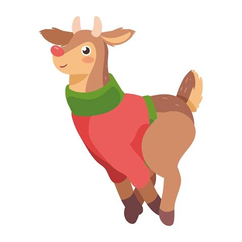 Free Vector Christmas Deer With Sweater Illustration Isolated