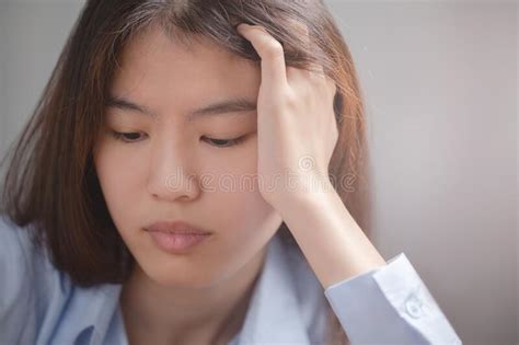 Asian Woman Facial Expression With Her Stress Sadness Despair Sorrow