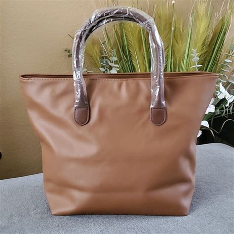 Bella Russo Bags Bella Russo Brown Tan Polyurethane Tote Handbag 2l