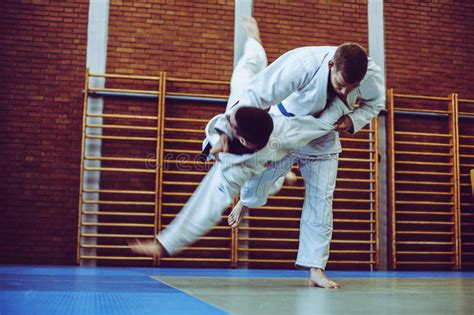 Young Males Practicing Judo Together Stock Photo Image Of Barefoot