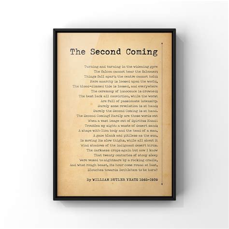 The Second Coming Poem By William Butler Yeats Print Poetry Etsy